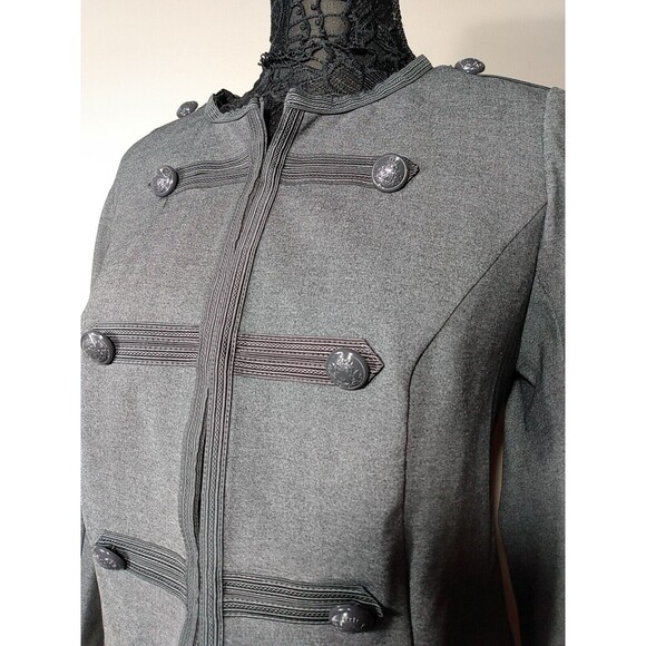 Torrid Military Style Heather Grey Tailored Fit Hidden Clasp Jacket Size 00 M/L - Picture 5 of 10